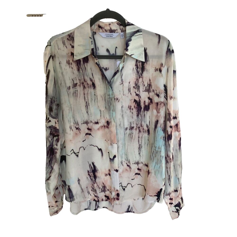 & Other Stories - Woven Shirt with Arty Marble Print Button Down Sz US 10 NWT